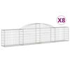 vidaXL arkveida gabiona grozi, 8 gb., 300x30x60/80 cm, cinkota dzelzs
