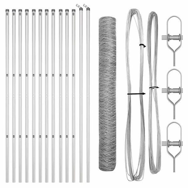 vidaXL Žoga āķis Sudraba 25 x 1 m (36 mm siets) Tērauds