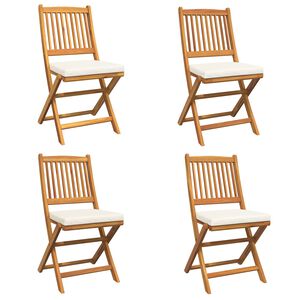 vidaXL Saliekamā krēsls ar spilvenu 4 pcs Balts 49 x 57.5 x 92cm