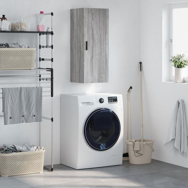 vidaXL sienas skapītis, pelēcīga ozolkoka krāsa, 34,5x34x90 cm