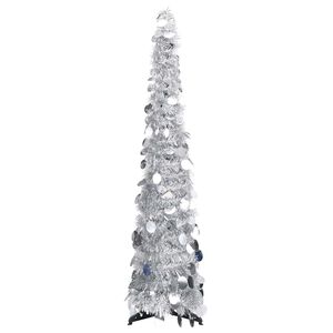 vidaXL mākslīgā Ziemassvētku egle, saliekama, 120 cm, sudrabaina, PET