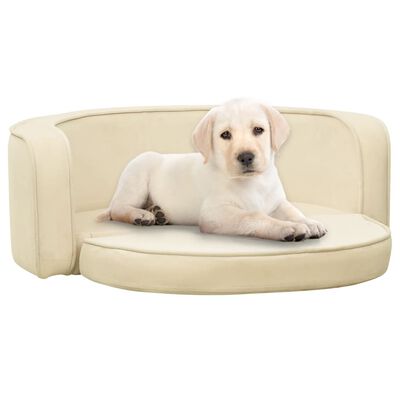 vidaXL saliekams dīvāns suņiem, krēmkrāsa, 73x67x26cm, plīšs, matracis