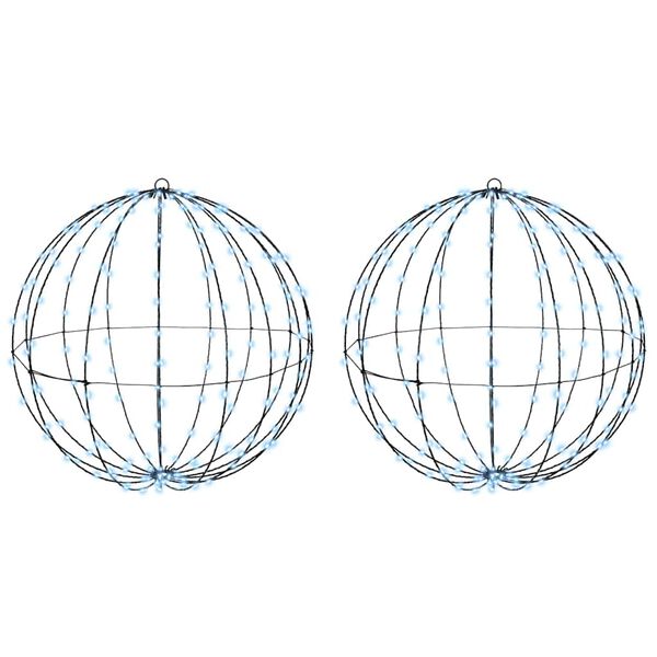 vidaXL Bumba su 384 LED 2 pcs Vēsi balta 59,5 x 59,5 x 63 cm Metāla