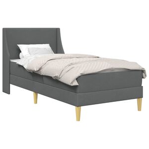 vidaXL Gultas rāmis ar matraci Tum&scaron;i pelēks 90 x 190 cm audums