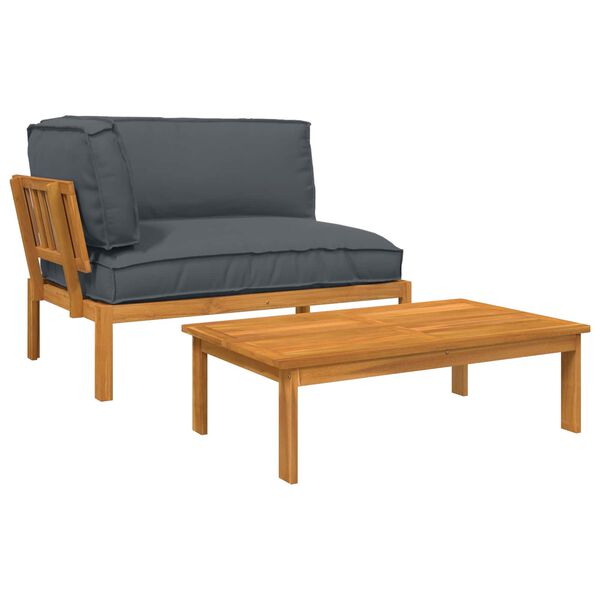 vidaXL Dīvānu komplekts 2 pcs Antracīts Cietā akācijas koks