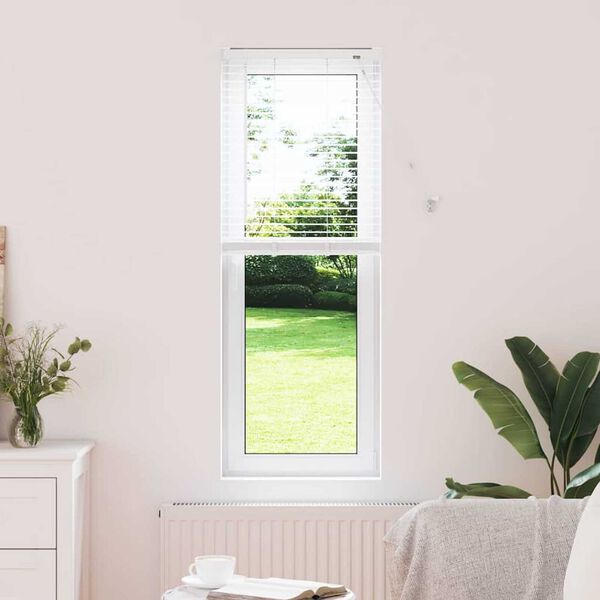 vidaXL Logu žalūzija ar aizkariem Balts Alumīnijs