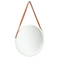 vidaXL sienas spogulis ar siksnu, 50 cm, balts