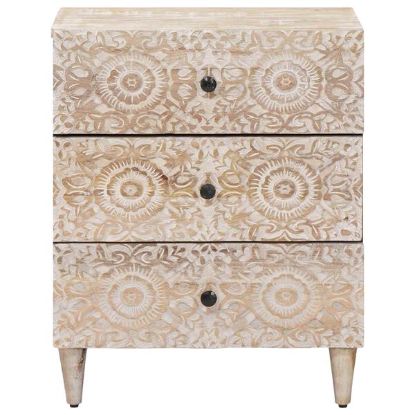 vidaXL Gultas skapis Balts 50 x 33 x 60 cm Cieta mango koksne