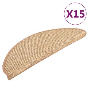 vidaXL kāpņu paklājiņi, 15 gab., 56x17x3 cm, gai&scaron;i brūni, pusapaļi