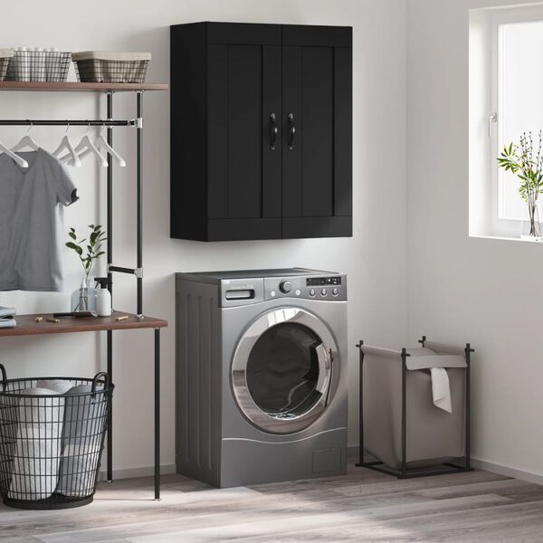 vidaXL sienas skapītis, 69,5x34x90 cm, inženierijas koks, melns