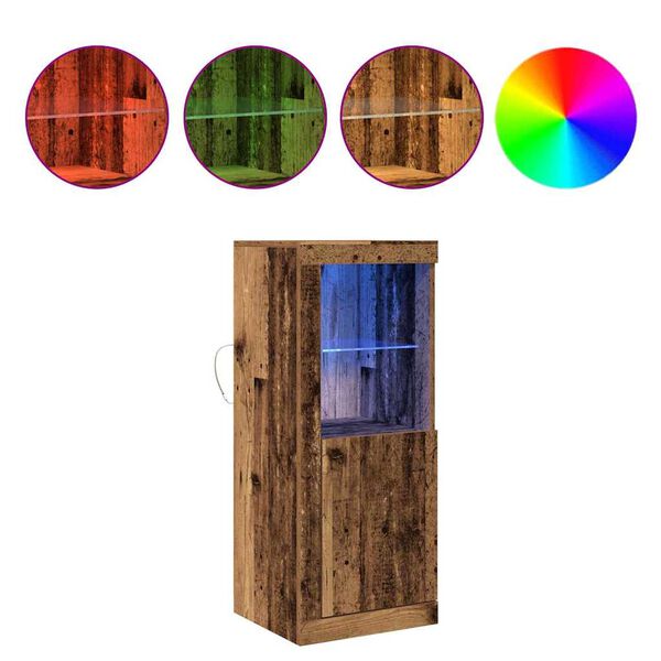 vidaXL LED sānu galds Brūna 41 x 37 x 100 cm Inženierijas koks