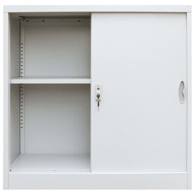 vidaXL biroja skapis ar bīdāmām durvīm, 90x40x90 cm, pelēks metāls