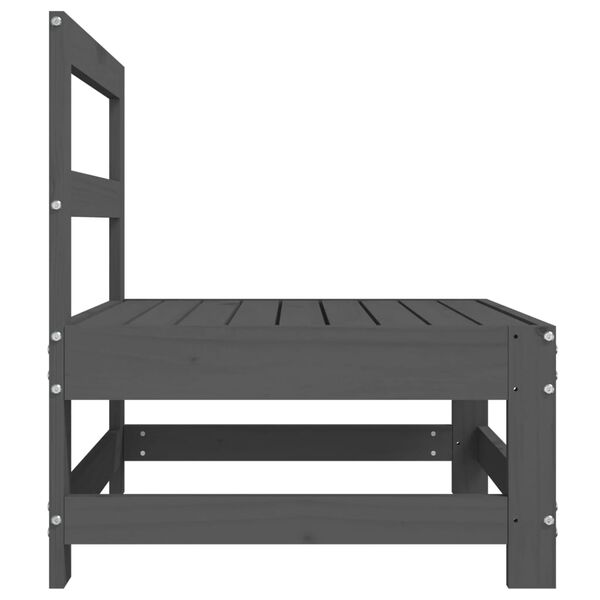 vidaXL vidējais dārza dīvāns, pelēks, priedes masīvkoks