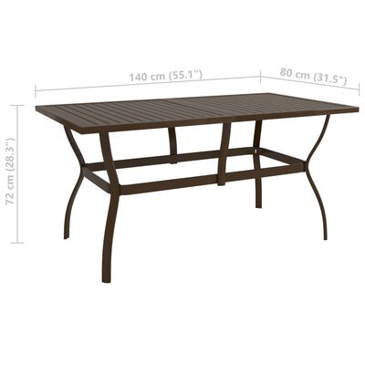 vidaXL dārza galds, brūns, 140x80x72 cm, tērauds