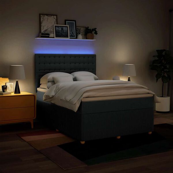 vidaXL atsperu gulta ar matraci, zils, 140x200 cm, audums