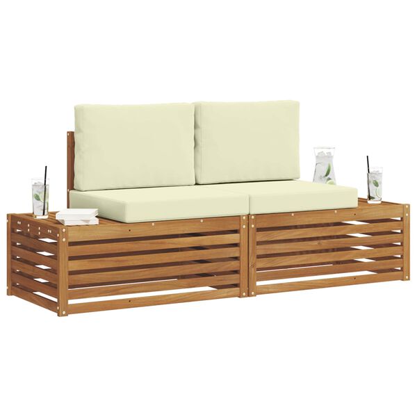 vidaXL Āra dīvānu komplekts ar spilvenu 2 Gabals Dabisks un krējuma