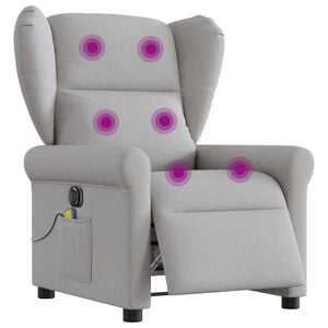 vidaXL elektrisks masāžas krēsls, atgāžams, mākonis pelēks audums
