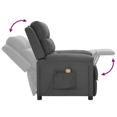 vidaXL masāžas krēsls, tumši pelēks audums