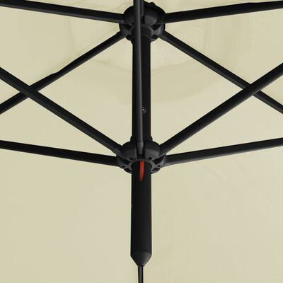 vidaXL dubultais saulessargs ar tērauda kātu, 600 cm, smilšu krāsā