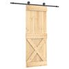 vidaXL Slīdo&scaron;ās durvis Dabiska un melna 80 x 210 cm Cieta priedes koks