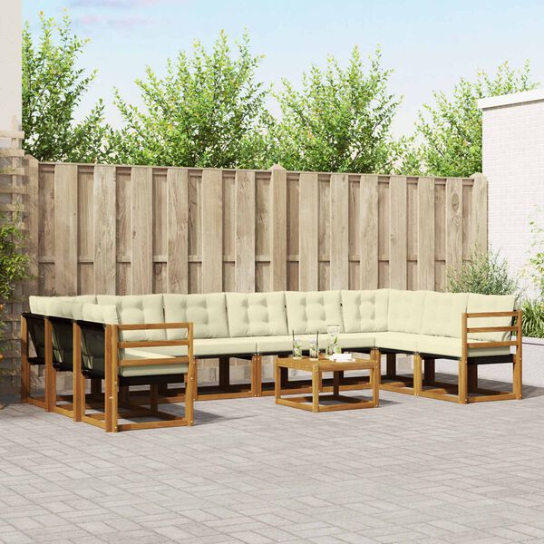 vidaXL Āra dīvānu komplekts ar spilvenu 11 pcs Dabisks un krējuma