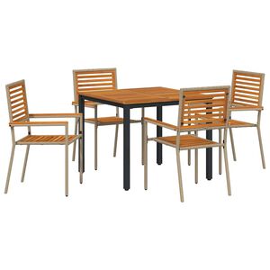 vidaXL Dārza ēdamgalds 5 pcs Bē&scaron;a 90 x 90 x 75 cm poliratāns