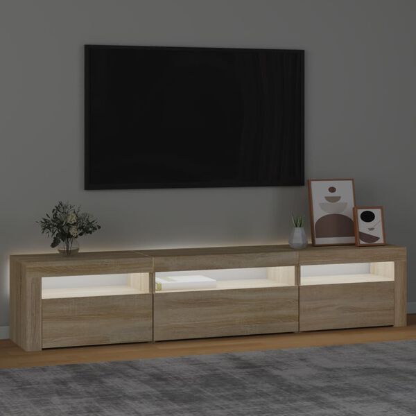 vidaXL TV skapītis ar LED apgaismojumu, ozolkoka krāsa, 195x35x40 cm