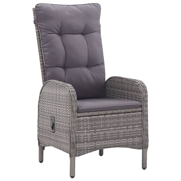 vidaXL 3-daļīgs dārza mēbeļu komplekts, pelēka PE rotangpalma, stikls