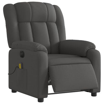 vidaXL elektrisks masāžas krēsls, atgāžams, tumši pelēks audums