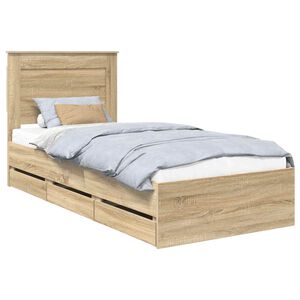 vidaXL Gultas rāmis Sonoma ozols 75 x 190 cm Inženieru koks