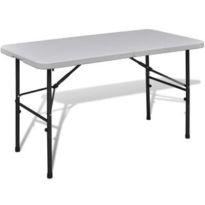 vidaXL saliekams dārza galds, 122 cm, balts, HDPE