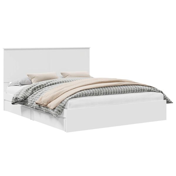 vidaXL Glabā&scaron;anas gulta Balts 160 x 200 cm Inženierijas koks