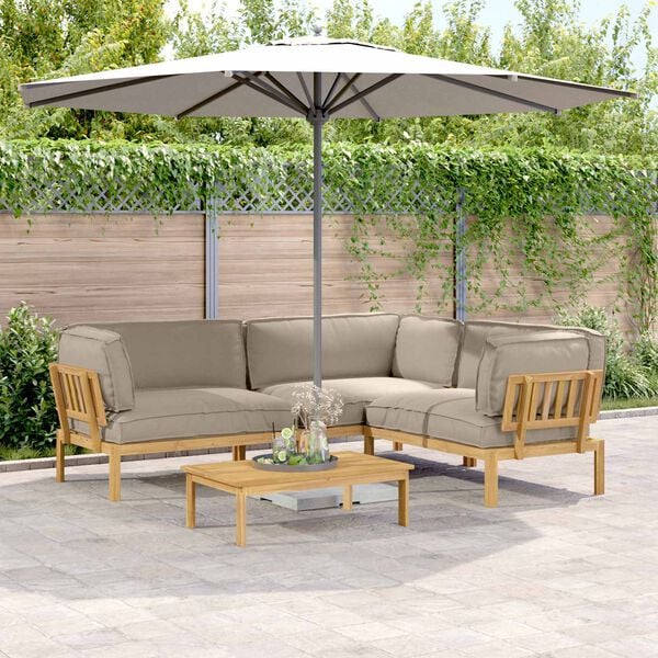 vidaXL Dīvānu komplekts 4 pcs Pelēkbrūna Cietā akācijas koks