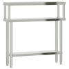 vidaXL virtuves darba galds ar plauktu, 110x30x120 cm, tērauds