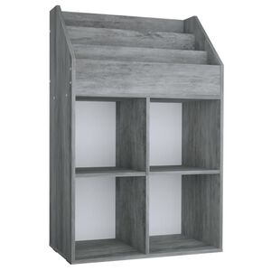 vidaXL bērnu grāmatplaukts, betonpelēks, 71x30x114cm inženierijas koks