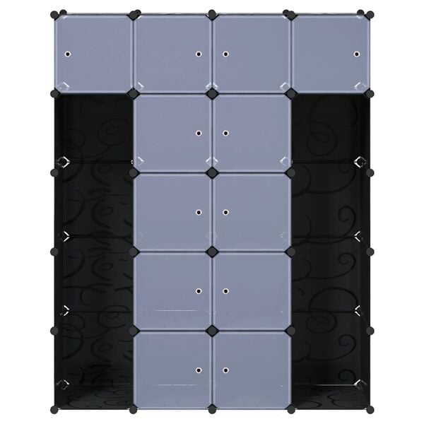 vidaXL moduļu skapis ar 14 plauktiem, melnbalts, 37x146x180,5 cm