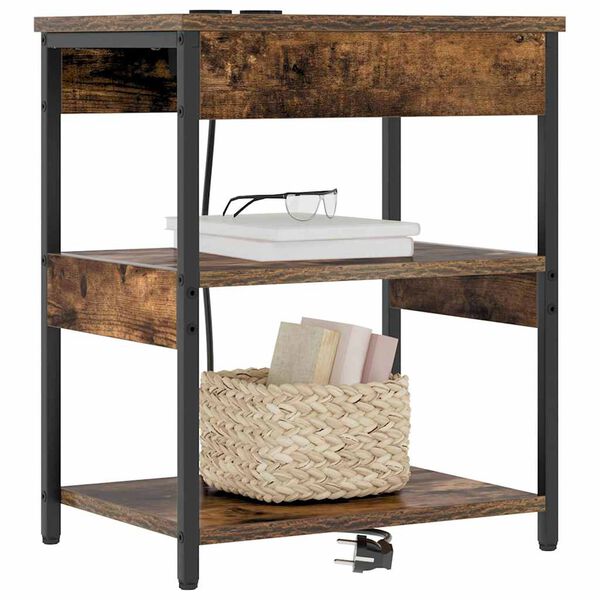 vidaXL Nakts skapītis Dūmaka ozols 41 x 31 x 51 cm Inženierijas koks