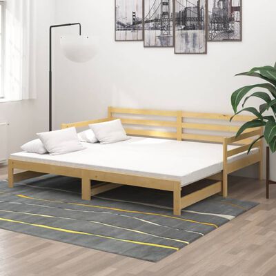 vidaXL izvelkama gulta, priedes masīvkoks, 2x(90x200) cm