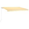 vidaXL izvelkama markīze ar LED, 450x350cm, manuāla, dzeltena un balta