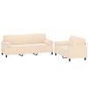 vidaXL divdaļīgs dīvānu komplekts ar spilveniem, krēmkrāsas samts