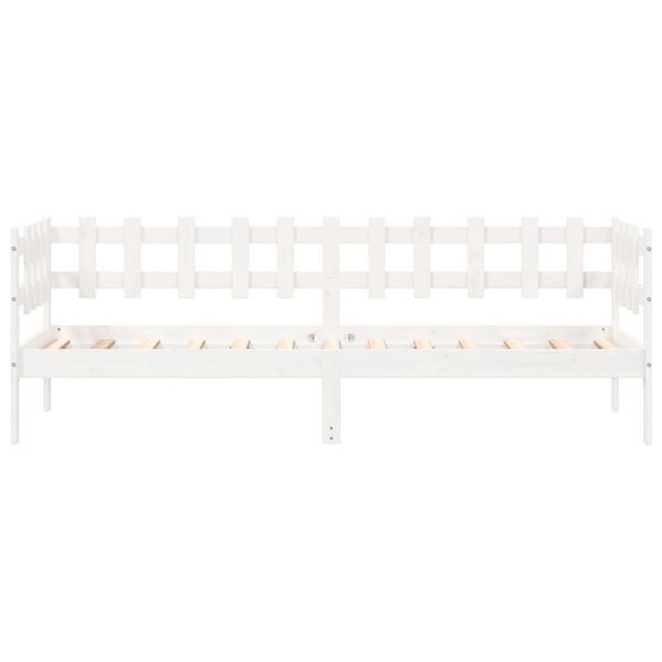 vidaXL gulta bez matrača, balts, 90x200 cm, priedes masīvkoks