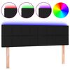 vidaXL gultas galvgalis ar LED, 144x5x78/88 cm, melns audums