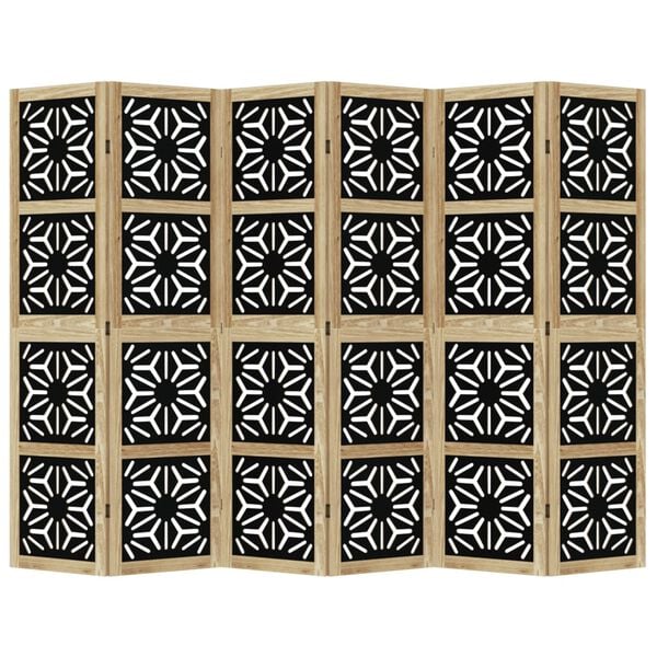 vidaXL 6-paneļu istabas aizslietnis, brūns un melns, masīvkoks