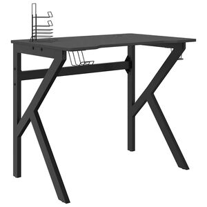 vidaXL datorspēļu galds, K-formas kājas, melns, 90x60x75 cm