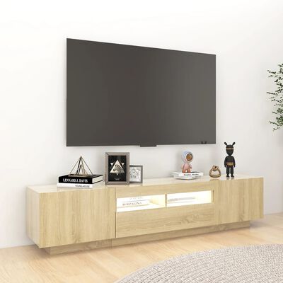 vidaXL TV skapītis ar LED lampiņām, 180x35x40 cm, ozolkoka krāsa