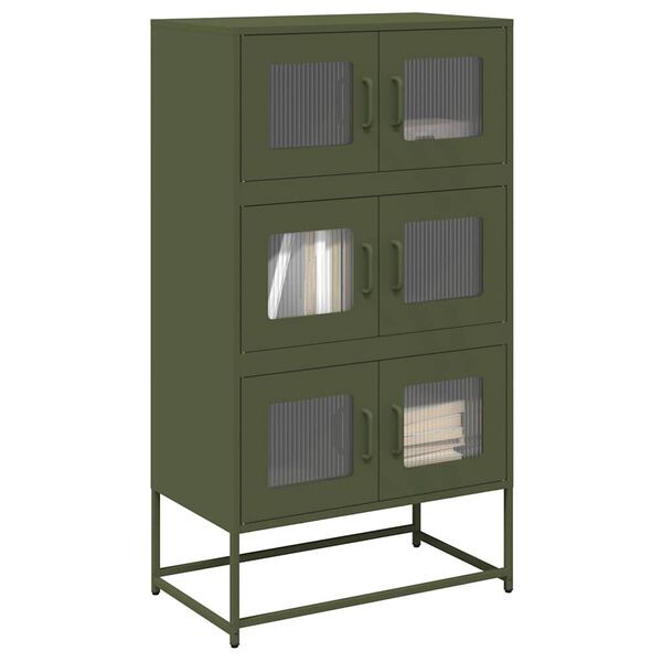 vidaXL Highboard Olive Green 68x39x123 cm Tērauds
