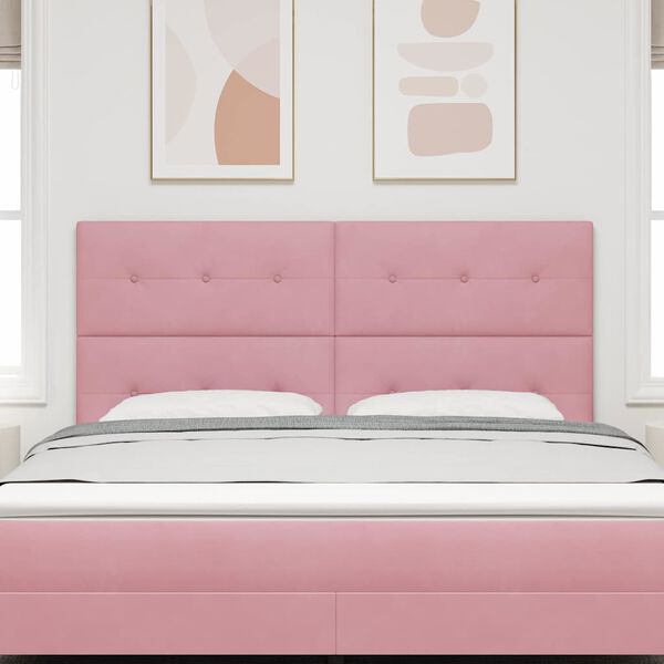 vidaXL LED gultas galva ar galvas klāju Rozā 180 cm Poliesters