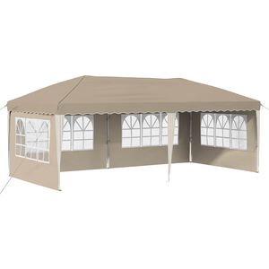 vidaXL Pop-up svinību teltis 575 x 289 x 245 cm Krēmkrāsa