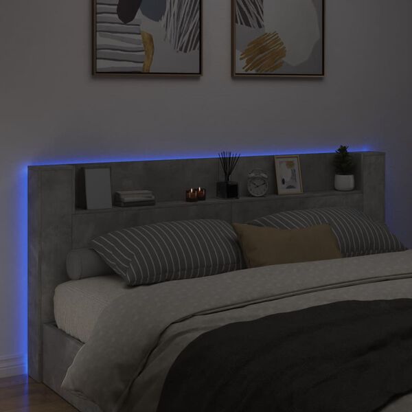 vidaXL galvgaļa skapis ar LED, betona pelēks, 220x16,5x103,5 cm