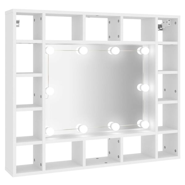 vidaXL spoguļskapītis ar LED, balts, 91x15x76,5 cm